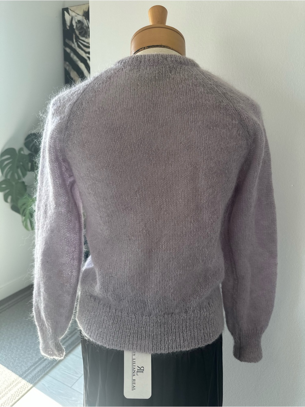 Women's Crew Neck Mohair-Blend Sweater in Soft Lilac - Picture 2 of 9
